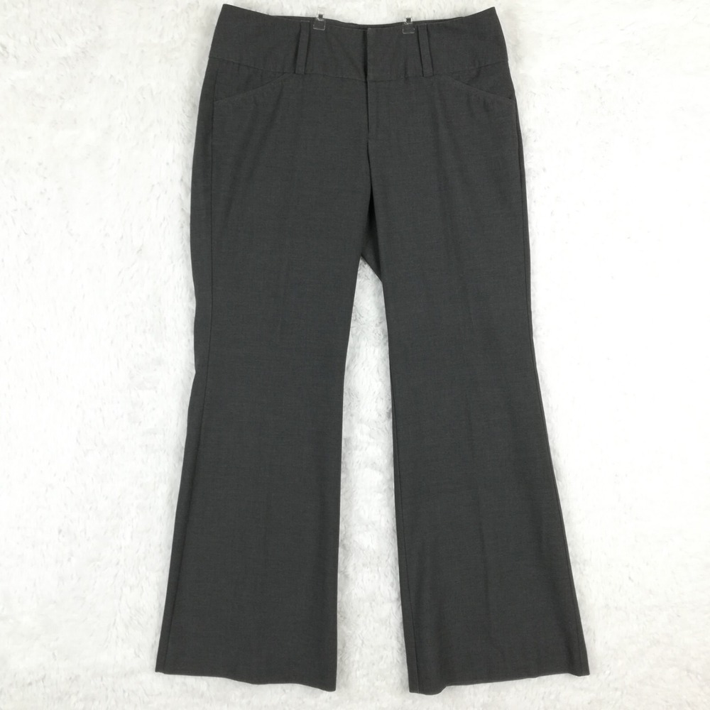 Elle Pants Womens Wide Leg Gray Mid Rise Faux Pockets Formal Office 10